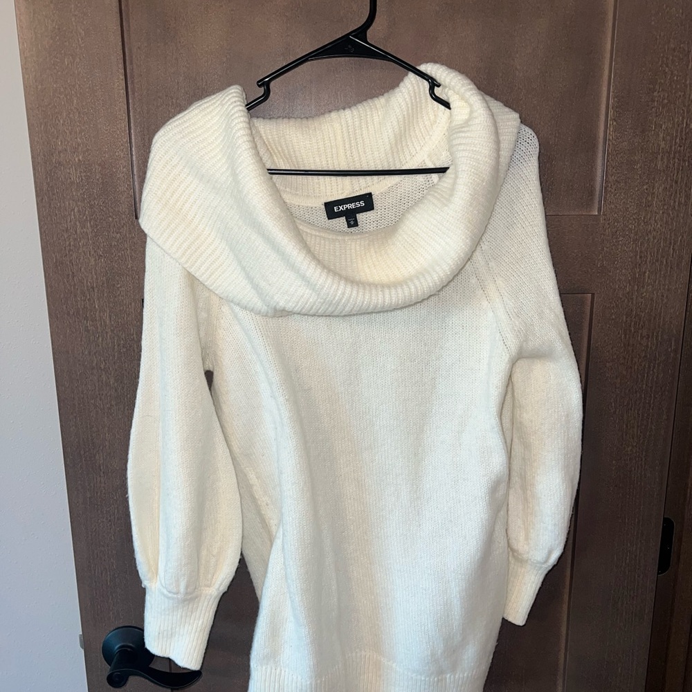 Express Women's Cream Cowl Neck Sweater